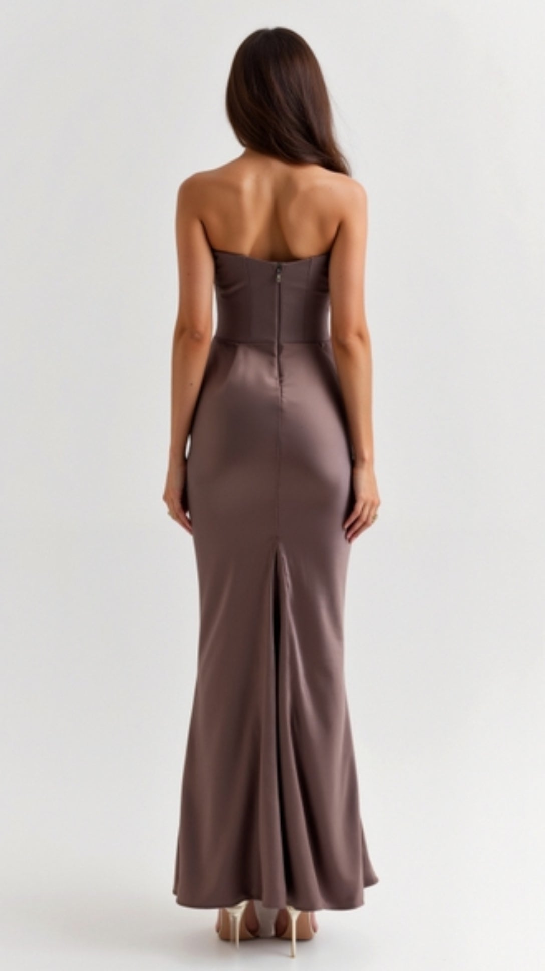 Stella | Women’s Strapless Solid Color Maxi Dress | Draped Detail Floor Length Wedding Guest-Women Dress-Pick NewYork