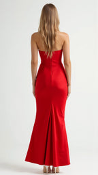 Stella | Women’s Strapless Solid Color Maxi Dress | Draped Detail Floor Length Wedding Guest-Women Dress-Pick NewYork