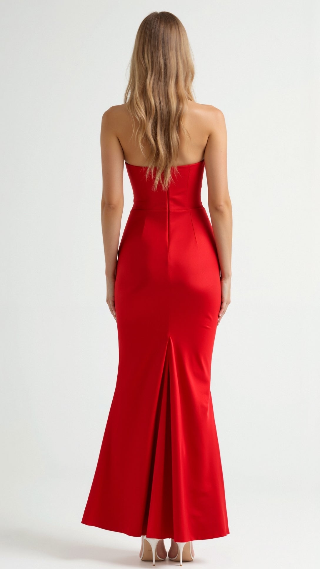 Stella | Women’s Strapless Solid Color Maxi Dress | Draped Detail Floor Length Wedding Guest-Women Dress-Pick NewYork