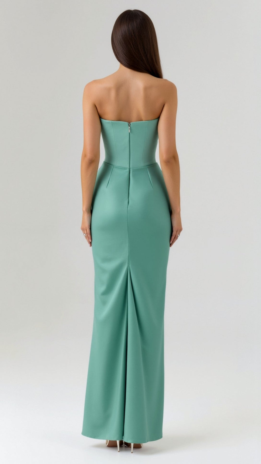 Stella | Women’s Strapless Solid Color Maxi Dress | Draped Detail Floor Length Wedding Guest-Women Dress-Pick NewYork