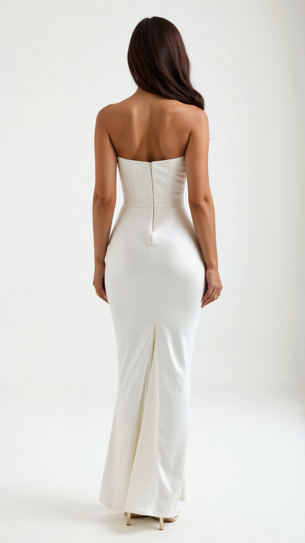 Stella | Women’s Strapless Solid Color Maxi Dress | Draped Detail Floor Length Wedding Guest-Women Dress-Pick NewYork