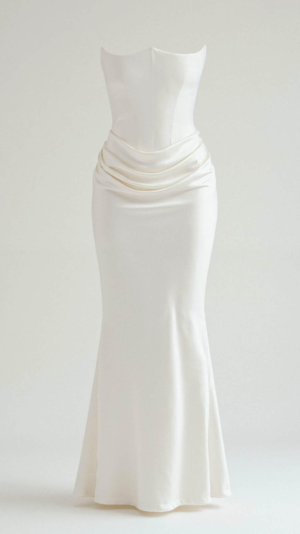 Stella | Women’s Strapless Solid Color Maxi Dress | Draped Detail Floor Length Wedding Guest-Women Dress-Pick NewYork