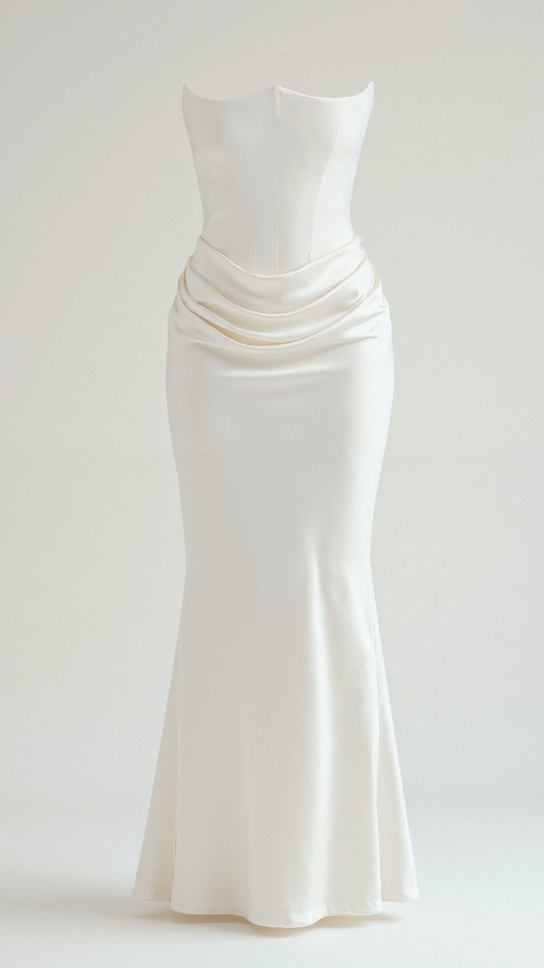 Stella | Women’s Strapless Solid Color Maxi Dress | Draped Detail Floor Length Wedding Guest-Women Dress-Pick NewYork