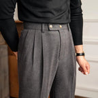 Theo | Men’s Pleated Dress Trousers | Double Button Waist Straight Leg Formal Wear-Men Pants-Pick NewYork