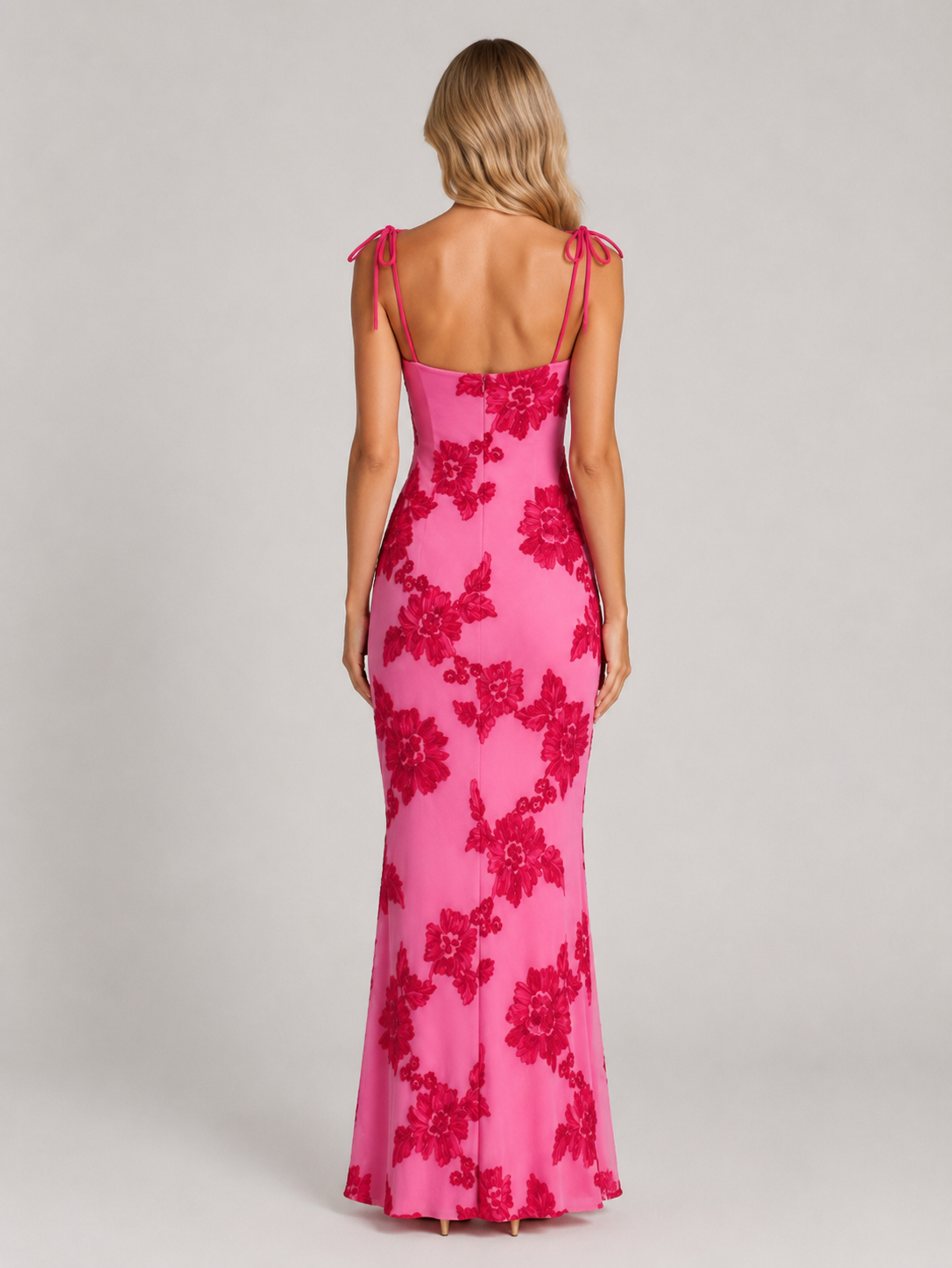 Valentina | Women's Floral Applique Maxi Dress | Tie Shoulder Corset-Women Dress-Pick NewYork
