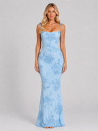 Valentina | Women's Floral Applique Maxi Dress | Tie Shoulder Corset-Women Dress-Pick NewYork