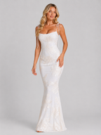 Valentina | Women's Floral Applique Maxi Dress | Tie Shoulder Corset-Women Dress-Pick NewYork