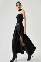 Valerie | Women’s Pleated Midi Skirt | High Waist Belted Office-Women Skirt-Pick NewYork