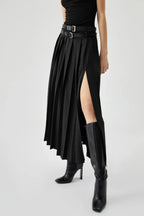 Valerie | Women’s Pleated Midi Skirt | High Waist Belted Office-Women Skirt-Pick NewYork