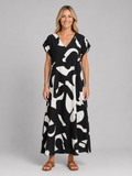 Viviana | Women's Abstract Maxi Dress | V Neck Vacation Dress-Women Dress-Pick NewYork
