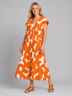 Viviana | Women's Abstract Maxi Dress | V Neck Vacation Dress-Women Dress-Pick NewYork