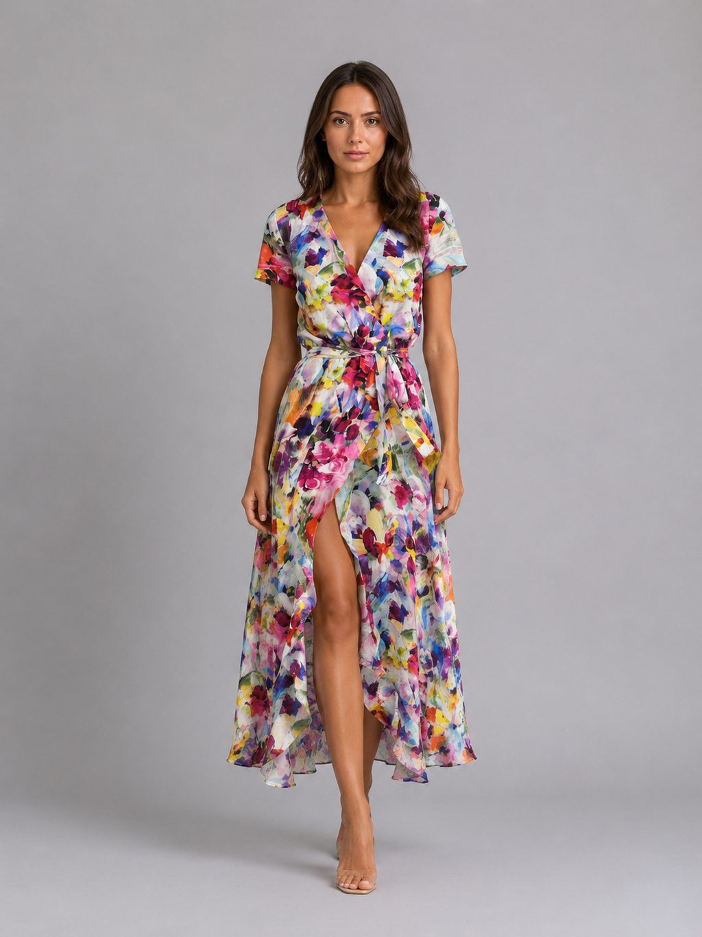 Viviana | Women's Wrap Maxi Dress | Tie Waist Front Slit-Women Dress-Pick NewYork