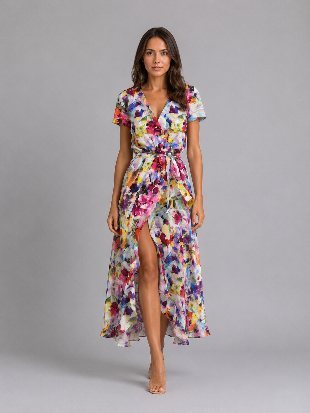 Viviana | Women's Wrap Maxi Dress | Tie Waist Front Slit-Women Dress-Pick NewYork
