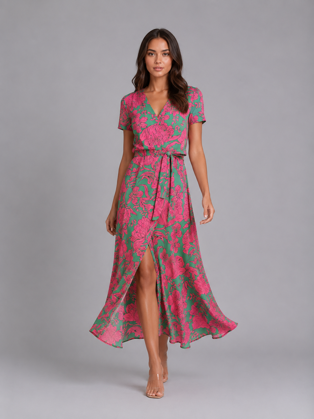 Viviana | Women's Wrap Maxi Dress | Tie Waist Front Slit-Women Dress-Pick NewYork