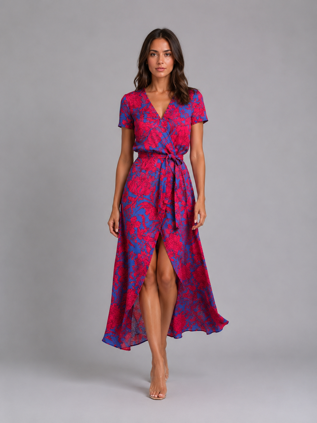 Viviana | Women's Wrap Maxi Dress | Tie Waist Front Slit-Women Dress-Pick NewYork