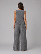 Celine | Women's Gingham Two Piece Set | Sleeveless Wide Leg Outfit-Women Set-Pick NewYork