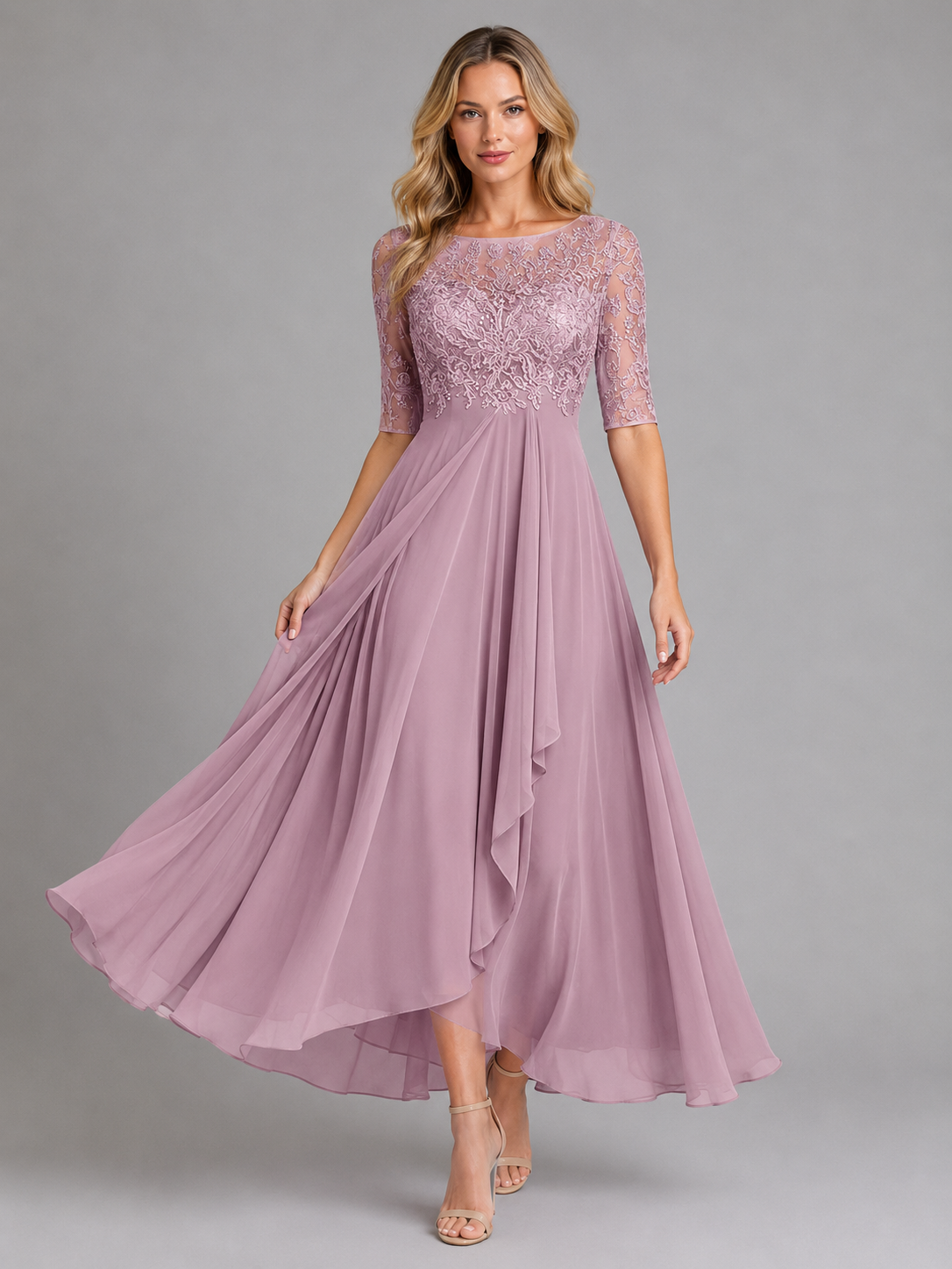 Vivienne | Women's Lace Maxi Dress | Chiffon Wedding Guest Dress-Women Dress-Pick NewYork