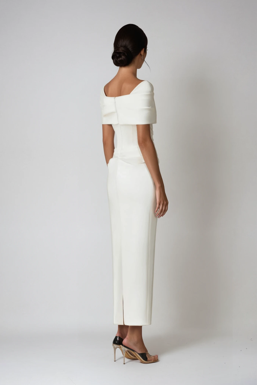 Vivienne | Women's Off Shoulder Midi Dress | Draped Fitted Cocktail Wear-Women Dress-Pick NewYork