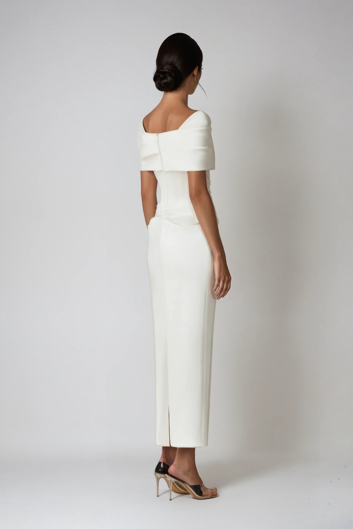 Vivienne | Women's Off Shoulder Midi Dress | Draped Fitted Cocktail Wear-Women Dress-Pick NewYork