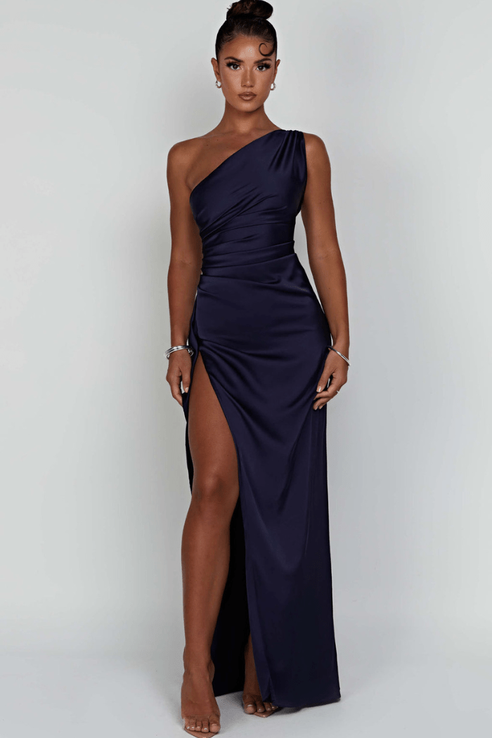 Vivienne | Women’s One Shoulder Maxi Dress | High Slit Wedding Guest-Women Dress-Pick NewYork