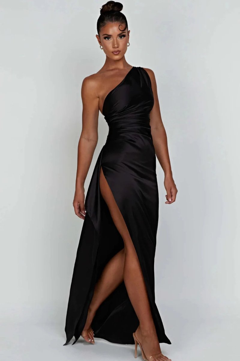 Vivienne | Women’s One Shoulder Maxi Dress | High Slit Wedding Guest-Women Dress-Pick NewYork