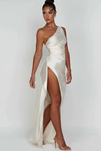 Vivienne | Women’s One Shoulder Maxi Dress | High Slit Wedding Guest-Women Dress-Pick NewYork