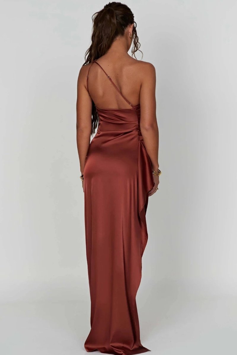 Vivienne | Women’s One Shoulder Maxi Dress | High Slit Wedding Guest-Women Dress-Pick NewYork
