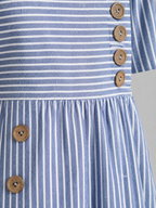 Sienna | Women's Striped Midi Dress | Button Detail Casual Dress-Women Dress-Pick NewYork