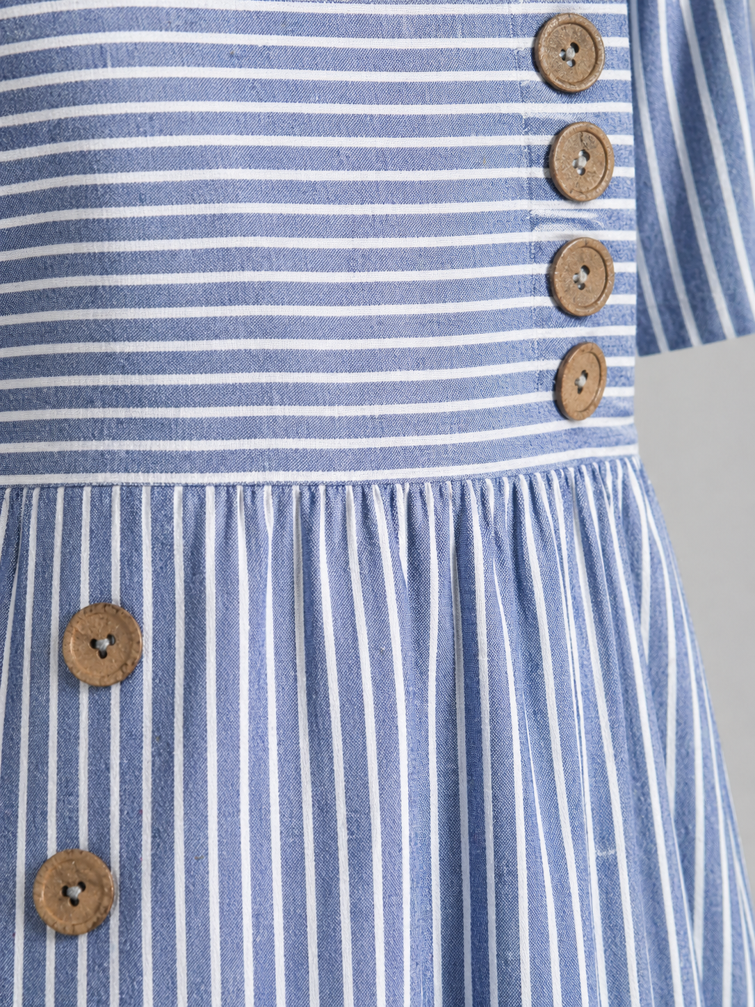 Sienna | Women's Striped Midi Dress | Button Detail Casual Dress-Women Dress-Pick NewYork