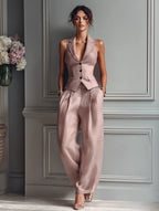 Vivienne | Women’s Vest And Pants Set | Wide Leg Cocktail Party-Women Outfit Set-Pick NewYork