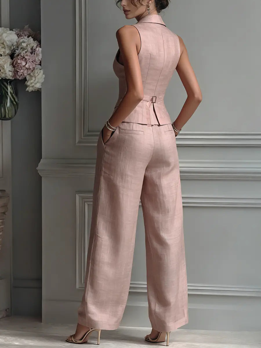 Vivienne | Women’s Vest And Pants Set | Wide Leg Cocktail Party-Women Outfit Set-Pick NewYork