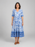 Willow | Women's Floral Print Midi Dress | V Neck Tiered Skirt-Women Dress-Pick NewYork