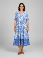 Willow | Women's Floral Print Midi Dress | V Neck Tiered Skirt-Women Dress-Pick NewYork