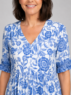 Willow | Women's Floral Print Midi Dress | V Neck Tiered Skirt-Women Dress-Pick NewYork