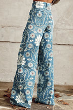 Willow | Women's Floral Print Trousers | High Rise Wide Leg-Women Pants-Pick NewYork