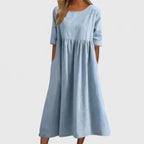 Willow | Women’s Smock Midi Dress | Round Neck Half Sleeve-Women Dress-Pick NewYork