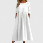 Willow | Women’s Smock Midi Dress | Round Neck Half Sleeve-Women Dress-Pick NewYork