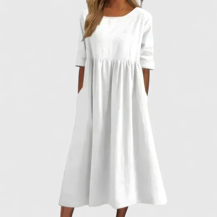 Willow | Women’s Smock Midi Dress | Round Neck Half Sleeve-Women Dress-Pick NewYork