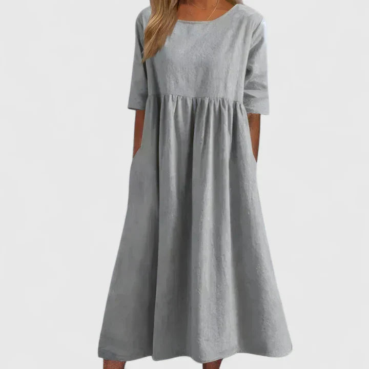 Willow | Women’s Smock Midi Dress | Round Neck Half Sleeve-Women Dress-Pick NewYork