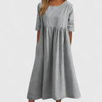 Willow | Women’s Smock Midi Dress | Round Neck Half Sleeve-Women Dress-Pick NewYork