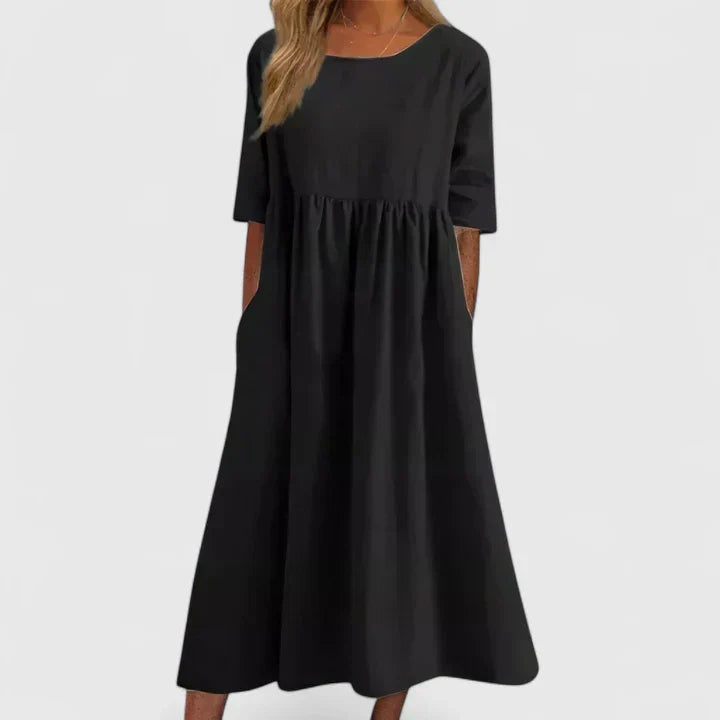 Willow | Women’s Smock Midi Dress | Round Neck Half Sleeve-Women Dress-Pick NewYork