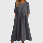 Willow | Women’s Smock Midi Dress | Round Neck Half Sleeve-Women Dress-Pick NewYork