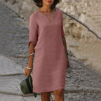 Willow | Women’s V Neck Shift Dress | Three Quarter Sleeves-Women Dress-Pick NewYork
