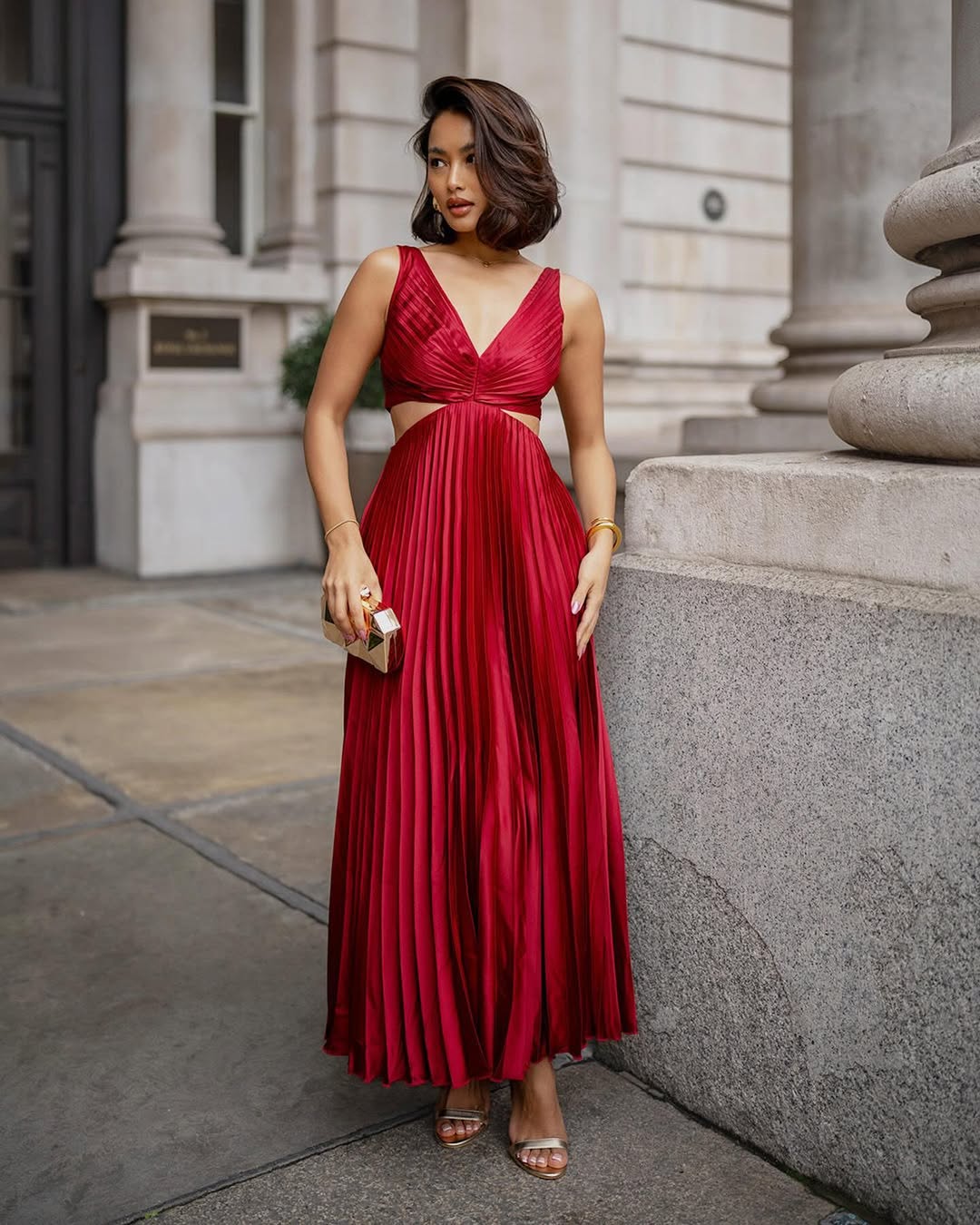 Lily | Women's Cut Out Midi Dress | Pleated Summer Occasion-Women Dress-Pick NewYork