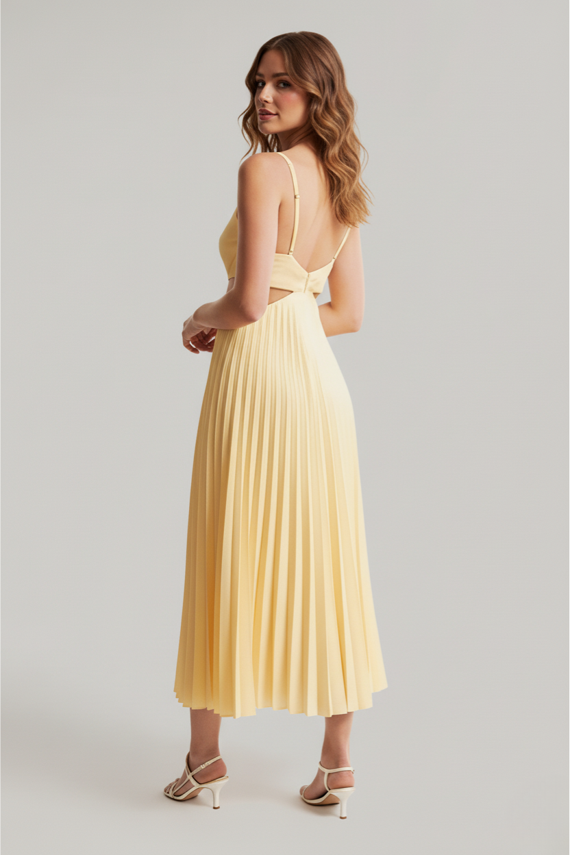 Lily | Women's Cut Out Midi Dress | Pleated Summer Occasion-Women Dress-Pick NewYork