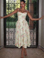Emily | Women's Floral Midi Dress | Strappy Wedding Guest-Women Dress-Pick NewYork