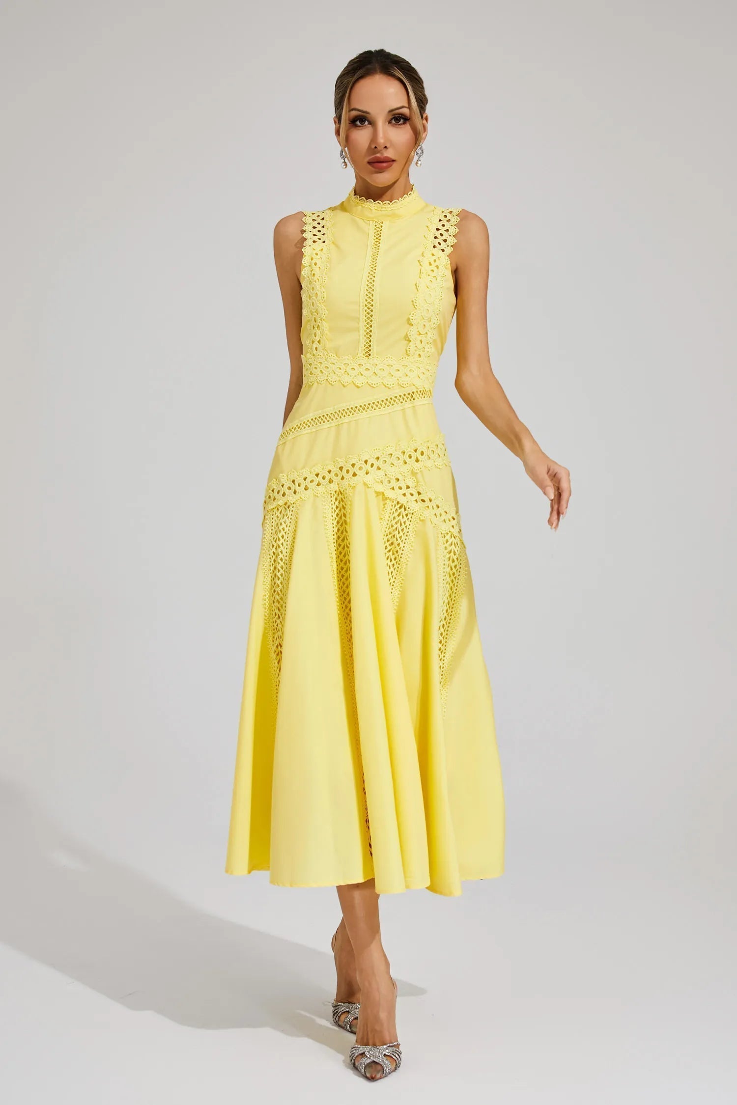 Amelia | Women's Lace Midi Dress | Sleeveless Wedding Guest-Women Dress-Pick NewYork