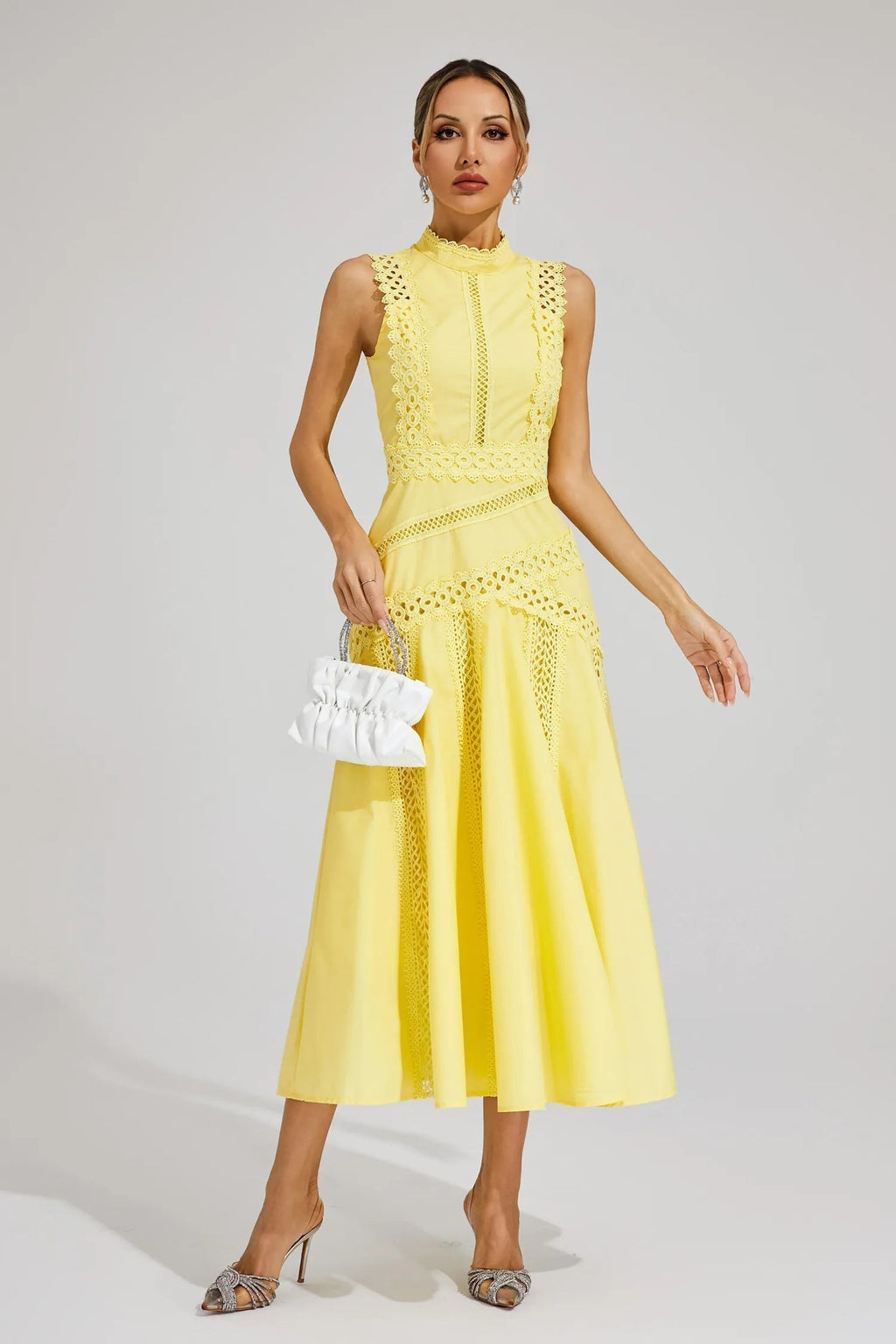 Amelia | Women's Lace Midi Dress | Sleeveless Wedding Guest-Women Dress-Pick NewYork