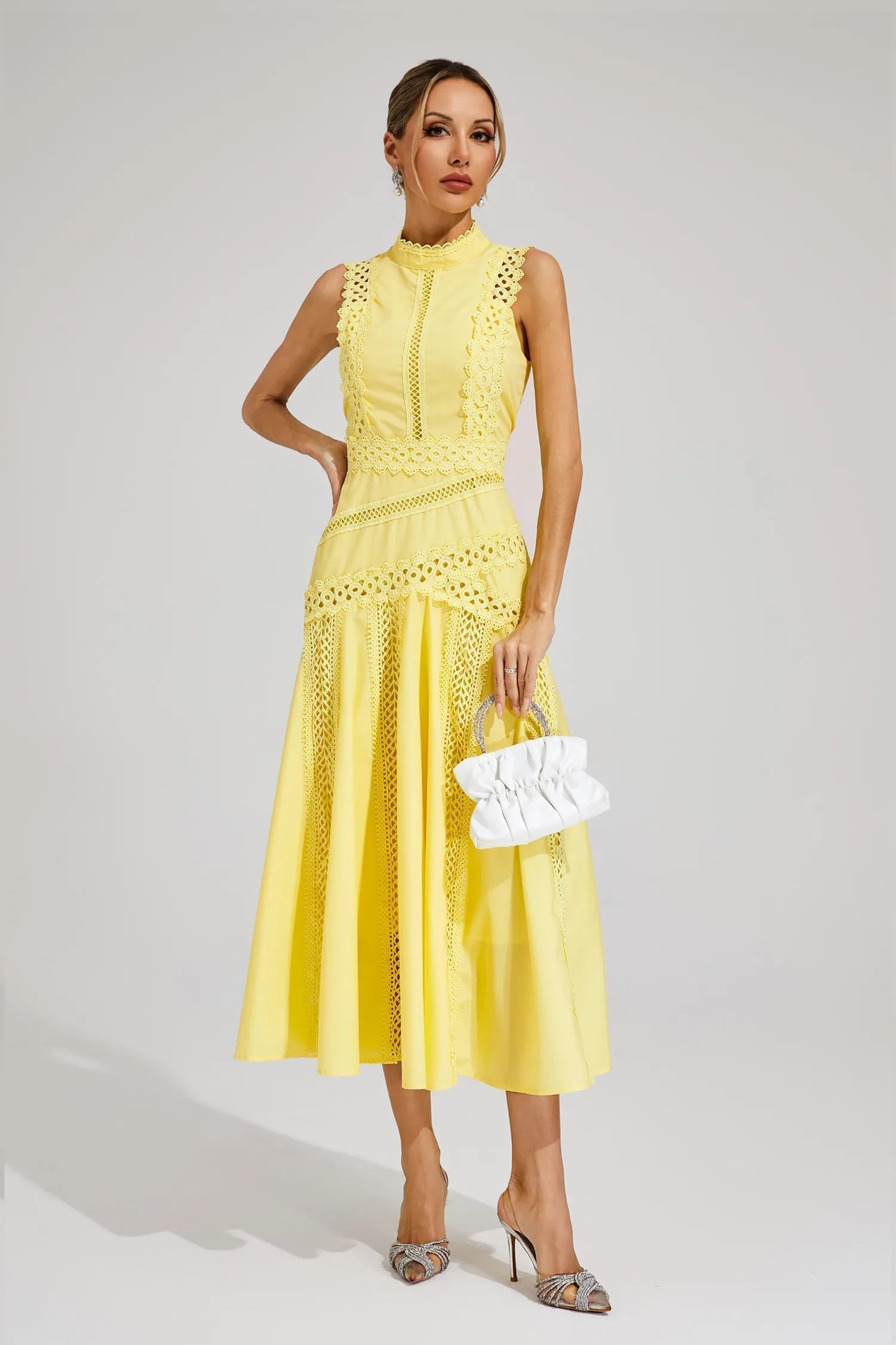 Amelia | Women's Lace Midi Dress | Sleeveless Wedding Guest-Women Dress-Pick NewYork