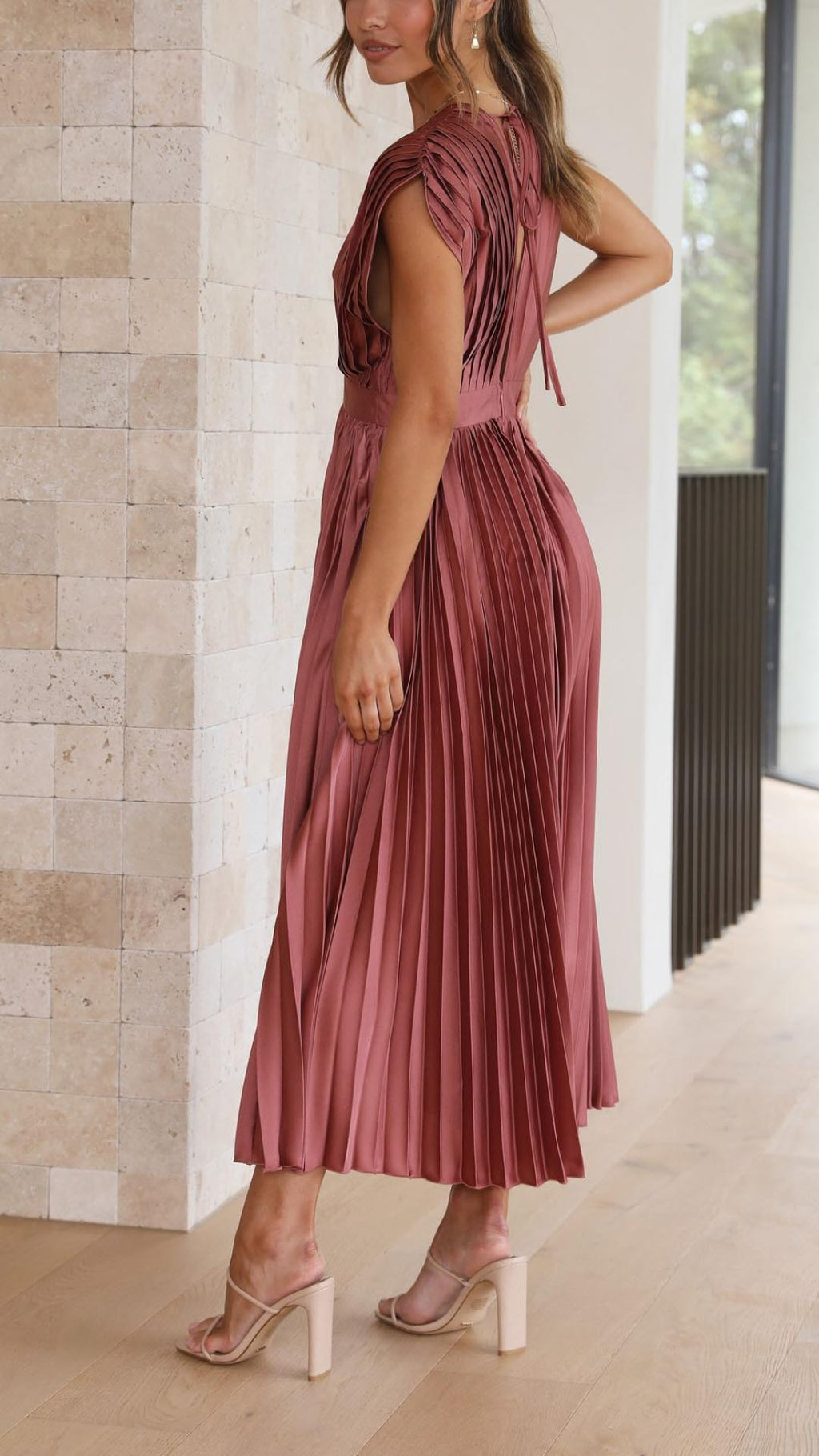 Harper | Women's Pleated Midi Dress | V Neck Wedding Guest-Women Dress-Pick NewYork
